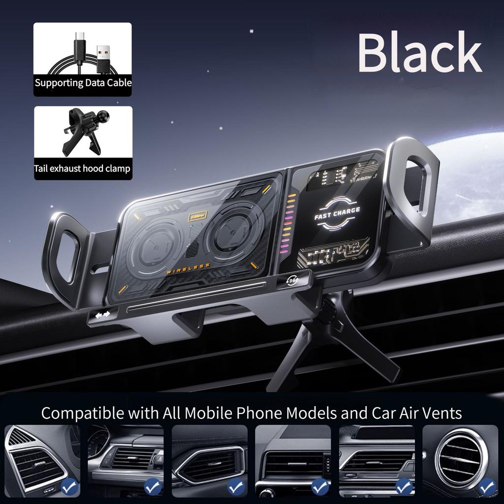 Foldable Phone Wireless Car Charger, Auto-Clamping Air Vent Mount ,15W Fast Charging Hands-Free Navigation for Folded & Unfolded Modes
