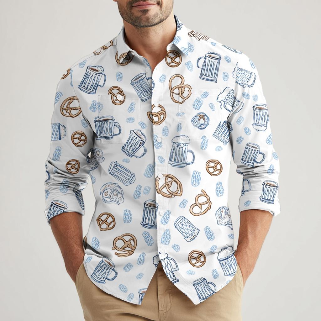 Мужская свободная классическая рубашка с лацканами и несколькими карманами, промышленная рабочая рубашка-топ