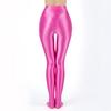 Womens Metallic Fake Two-Piece Tights High Waist Yoga Fitness Leggings