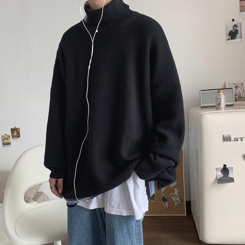 Осенне-зимняя мода, утолщенный свитер с высоким воротом, мужское свободное вязаное универсальное теплое пальто