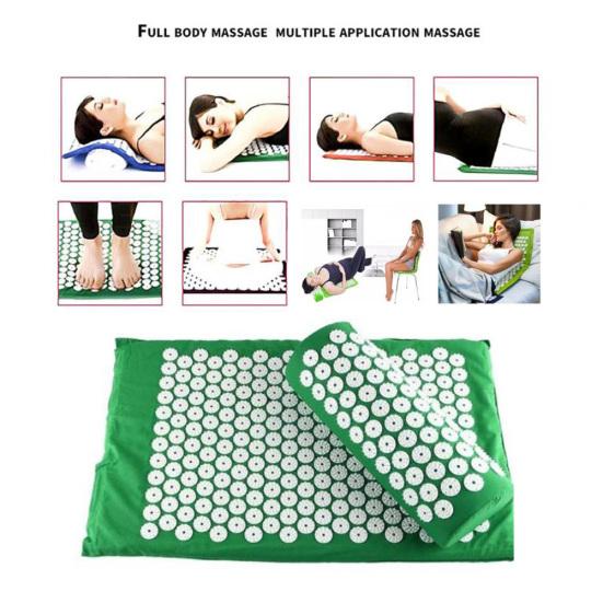Back Body Acupressure Spike Massage Cushion Mat Acupuncture Massager with Pillow