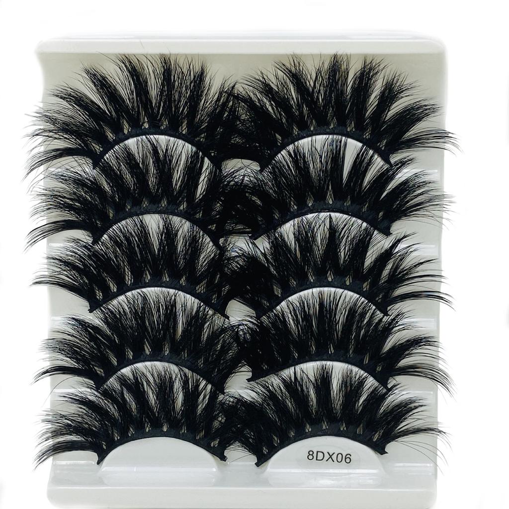 Beauty Eye Makeup Tools Criss-cross Thick Long False Eyelashes Wispies Fluffies 8D Mink Hair