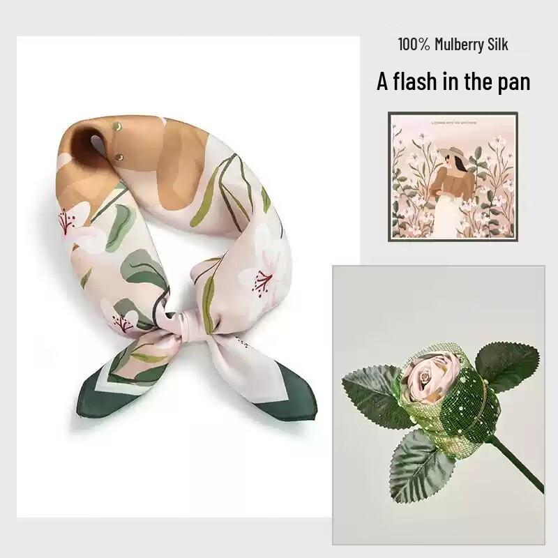 Elegant Mulberry Silk Scarf Flower Gift