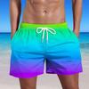 Мужские летние плавки, быстросохнущие шорты с карманами и пляжные шорты с градиентным принтом