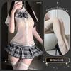Сексуальное нижнее белье Сексуальная школьная форма костюм для соблазнения Прозрачная рубашка клетчатая юбка плиссированная женская