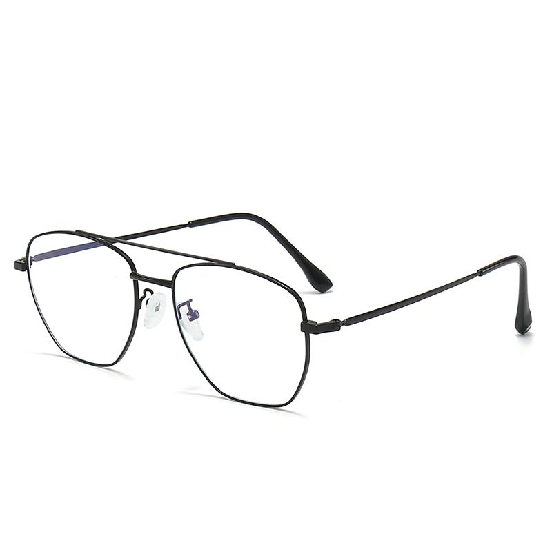 Stainless Steelanti Blue Light Lens Plain Glasses New Flat Light Mirror Double Beam Literature Mirror Frame High Quality