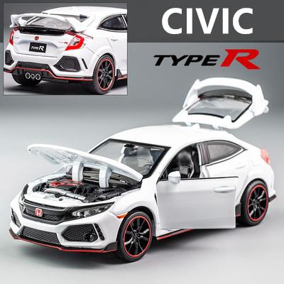 FIQ1 1:32 HONDA CIVIC TYPE-R Металлическая модель автомобиля Литье под давлением и игрушечные транспортные средства Металлическая модель спортивного автомобиля Звук и свет Коллекция Подарок для детей