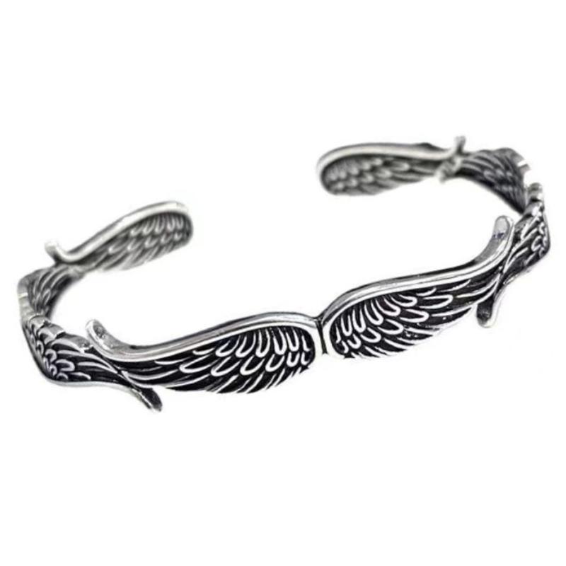 Ретро Браслет-кольцо с крыльями ангела Персонализированный Модный Открытый Регулируемый Браслет Панк Хип-хоп Ювелирное изделие Подарок