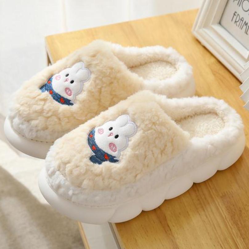 Легкие женские домашние тапочки с мягкой подошвой, прочные пушистые домашние тапочки с милым кроликом