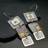 New Tribal Geometric Carving Square Metal Earrings Punk Gypsy Jewelry Handmade Pendant Earrings Female