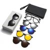 2377 Sets Of Glasses, Polarized Sunglasses, Women'S Round Glasses Frame, Uv Protection, Five-Piece Magnetic Sunglasses, Men'S
