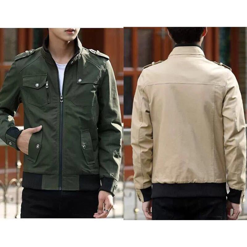 Мужское пальто в корейском стиле, мужское пальто из чистого хлопка, большие размеры, мужская рабочая куртка с воротником-стойкой, мужская одежда