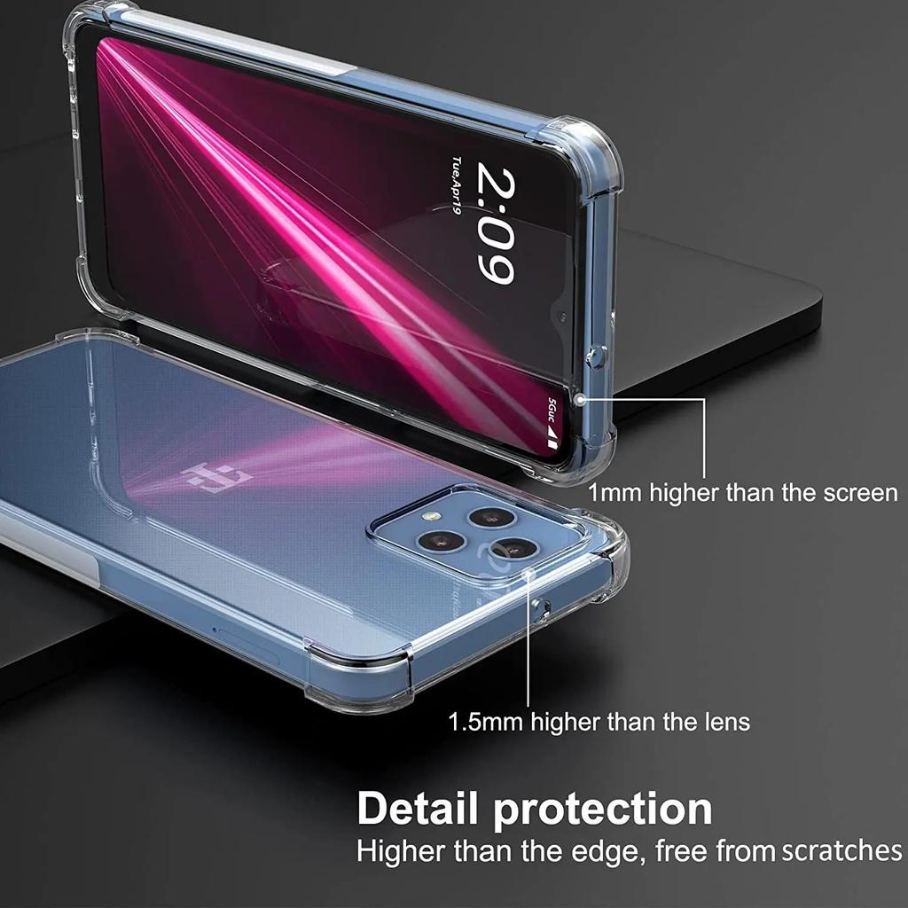 Soft TPU Transparent Phone Case for TCL T-Mobile Revvl 7 6x 6 Pro T Phone 2 5G Shockproof Airbag Protective Cover