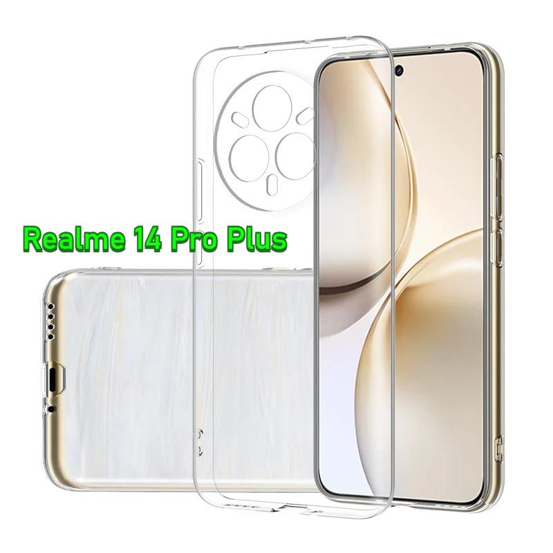Ультратонкие прозрачные мягкие чехлы для телефонов TPU для Realme 14 Pro Plus 5G 14 Pro+ 14X 13 Pro Plus Прозрачная защитная крышка для объектива камеры