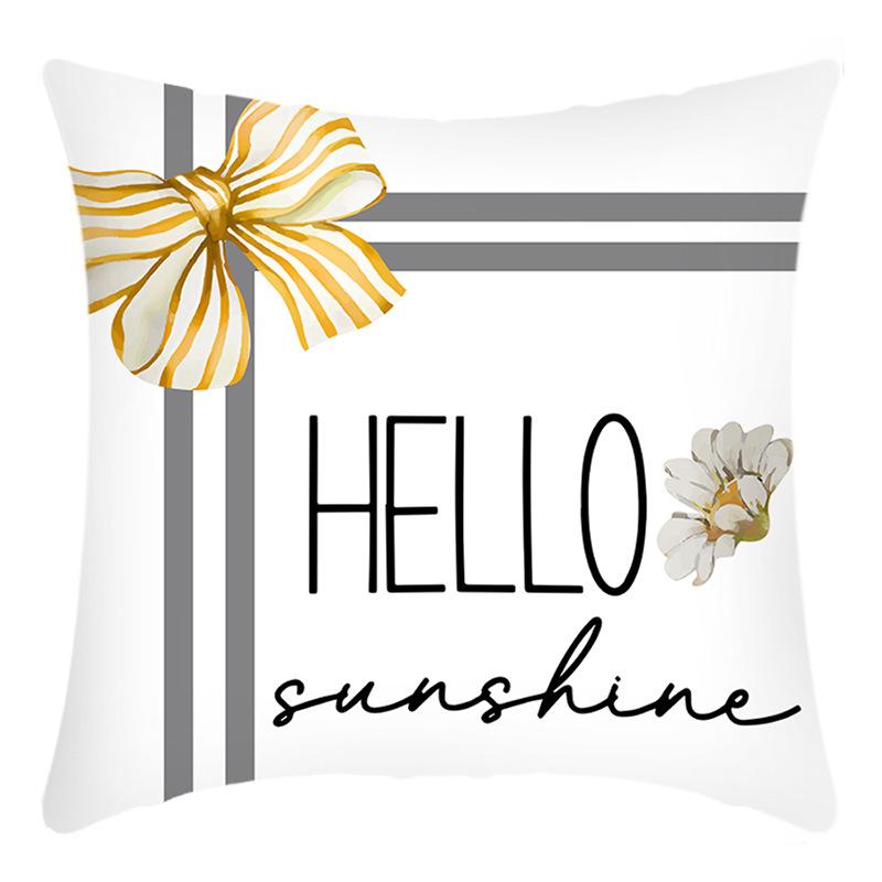 New Green Plant Pillowcase White Small Daisy Letter Print Pillow Home Sofa Cushion Cover