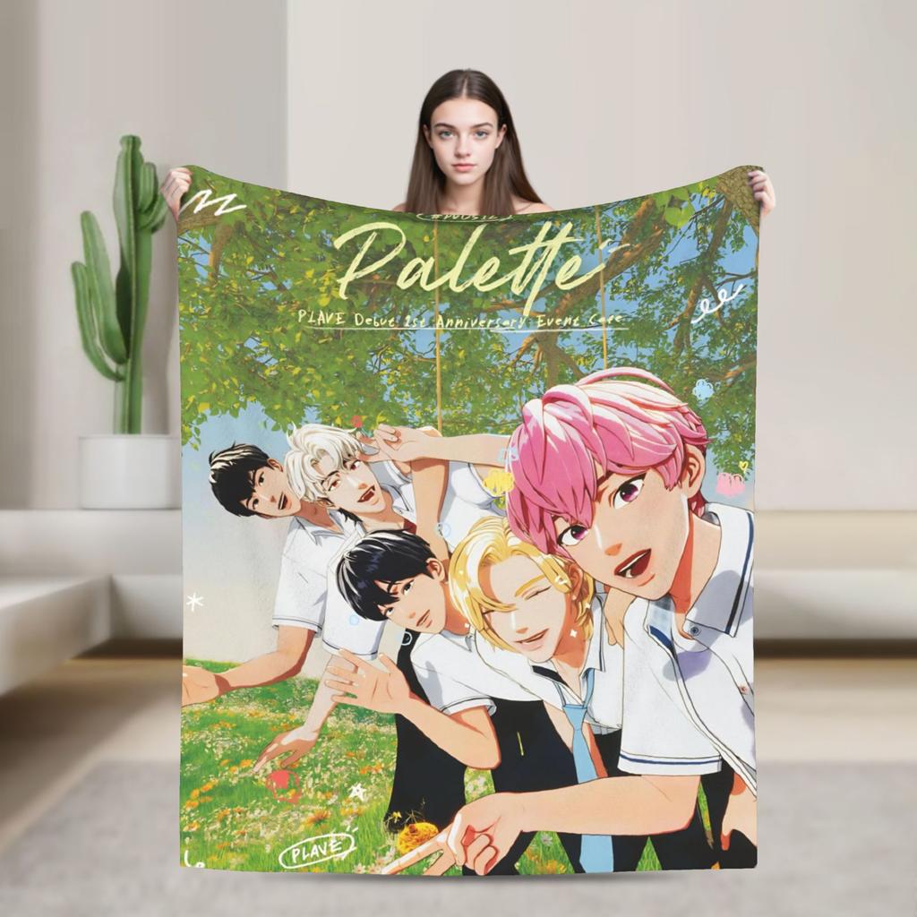 Blankets Travel Kpop PLAVE Caligo pt Throw Blanket Flannel Bedspread For Couch Chair Sofa Bed Graphic Sofa Bed Cover