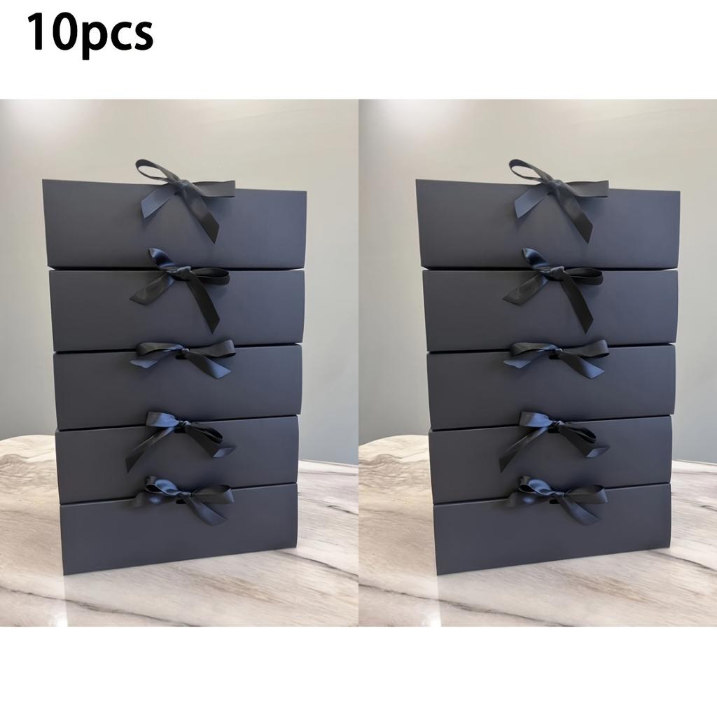 10 шт. подарочных коробок для свадьбы, большие подарочные коробки из крафт-бумаги для ювелирных изделий, черные подарочные коробки с лентой для подружки невесты, коробки для подарков на день рождения