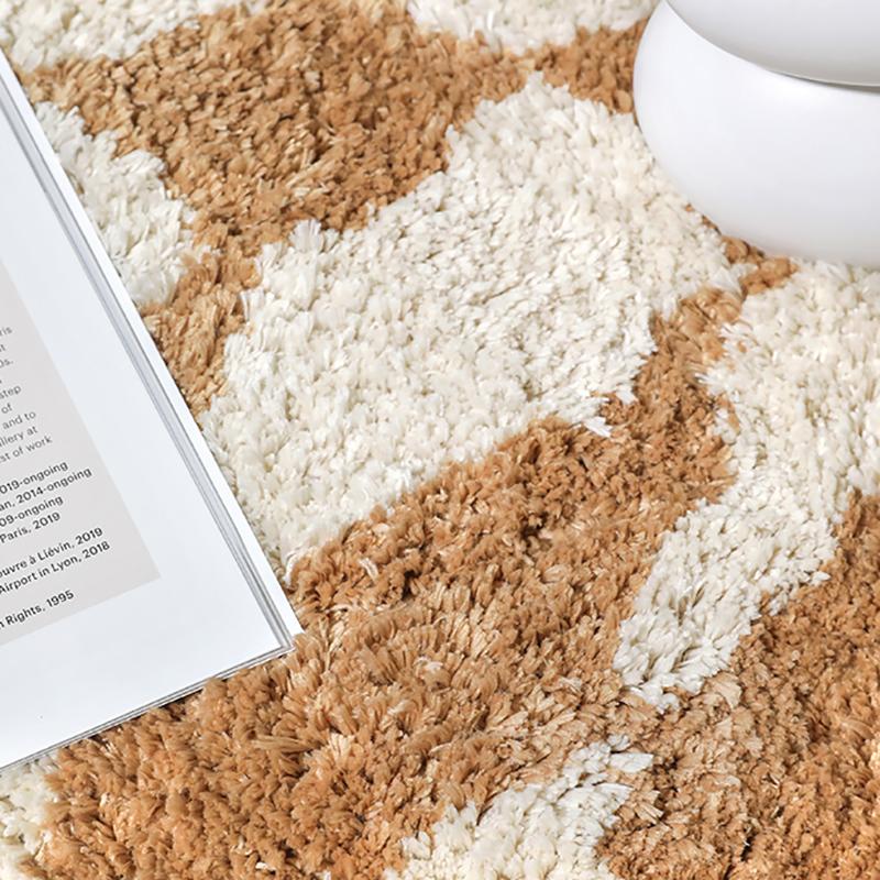 Fluffy Grids Bathmat Chic Wave Bathroom Rug Bath Tub Side Carpet Entrance Floor Mat Anti Slip Foot Pad Aesthetic Home Decor