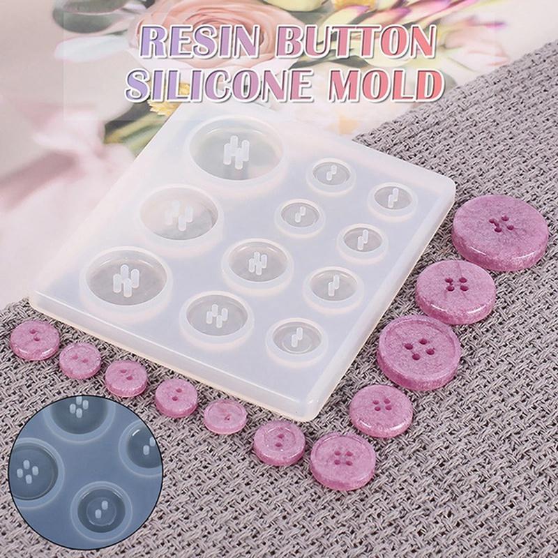 New DIY Silicone Mold Resin Button DIY Handmade Resin Mold with Hole Pendant Button Non-stick Art Mold Decor Cake Baking Tools