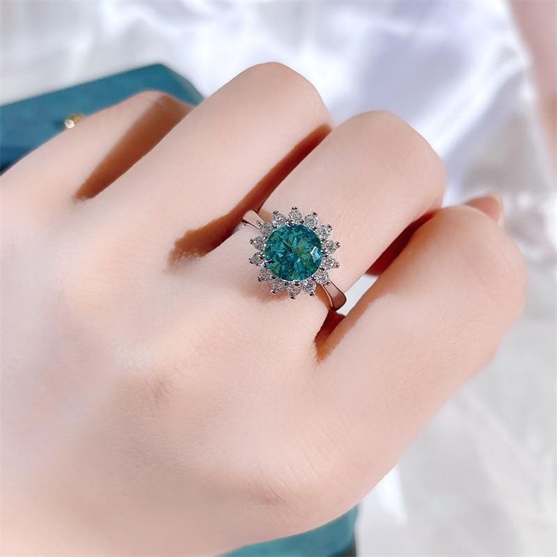 BELLA BOX Роскошные женские открытые кольца небесно-голубой циркон для свадьбы, помолвки, юбилея, ювелирных украшений