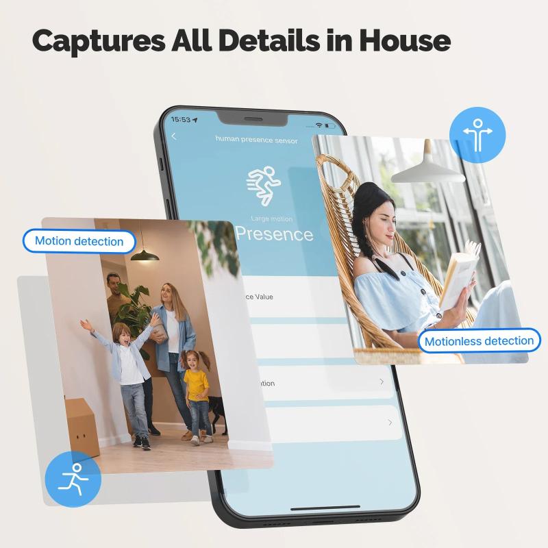 1 шт. MOES Tuya ZigBee Smart Radar 24GHz mmWave Wireless Human Presence PIR Sensor App Remote Monitoring Motion & Motion Definition