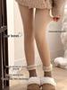 Women's Nude Color Velvet-Lined Leg Warmers, Thick and Cozy, Perfect Base Layer for Spring and Autumn, Suitable for Shorter Lengths.
