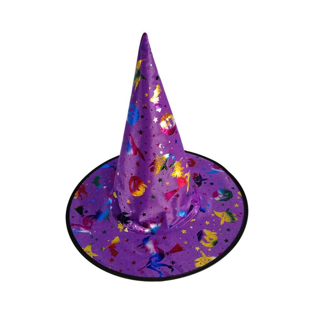 Colorful Halloween Witch Hat Cosplay Costume Props Skull Pattern Children Wizard Cap Party Props Halloween Cosplay Accessories