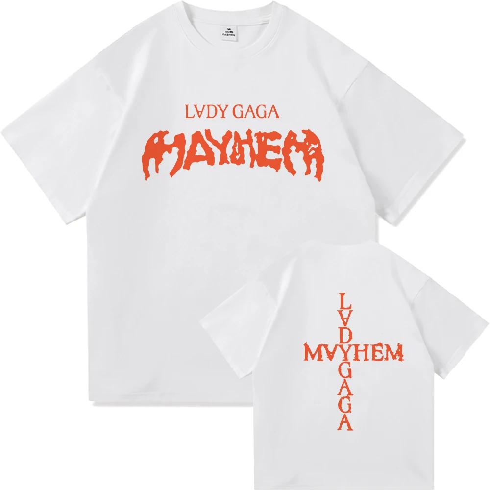 Футболка Lady Gaga Mayhem 2025 Новый Альбом Мода Мужская/Женская Одежда Ретро Харадзюку Высококачественная Одежда для Фанатов Футболки