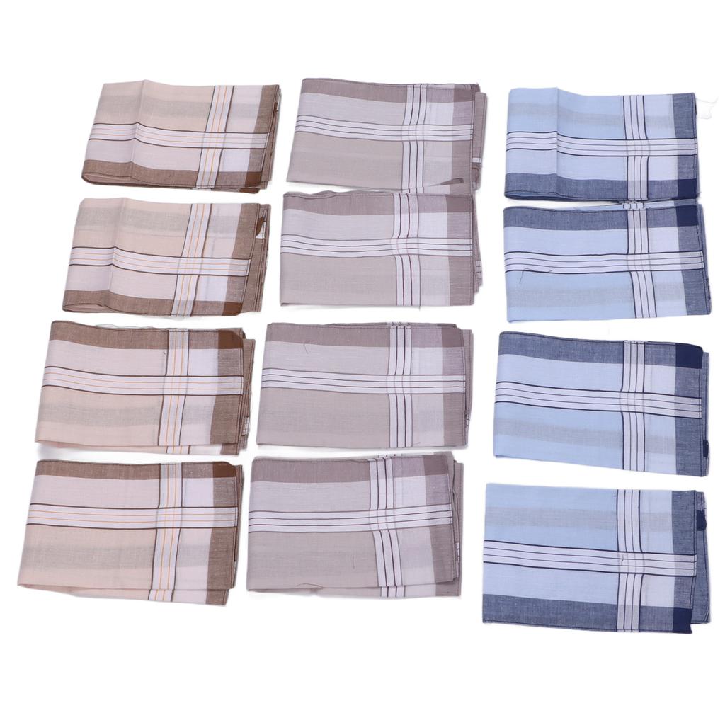 12 Pcs 40cm Cotton Men Handkerchiefs Elderly Handkerchief Sweat Absorbent Handkerchiefs Set