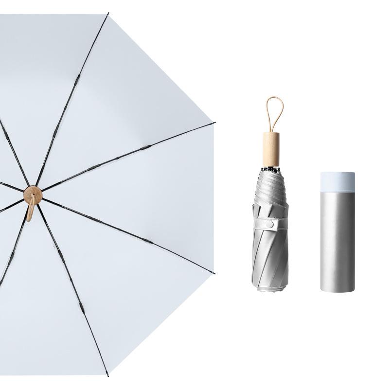 190T простой титановый серебряный клейкий женский солнцезащитный зонт УФ-складной зонт от солнца и дождя двойного назначения