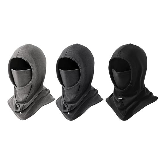 Riding Headgear Solid Color Adjustable Drawstring Windproof Winter Hat with Face Guard Elastic Fit Hat Cycling Accessory