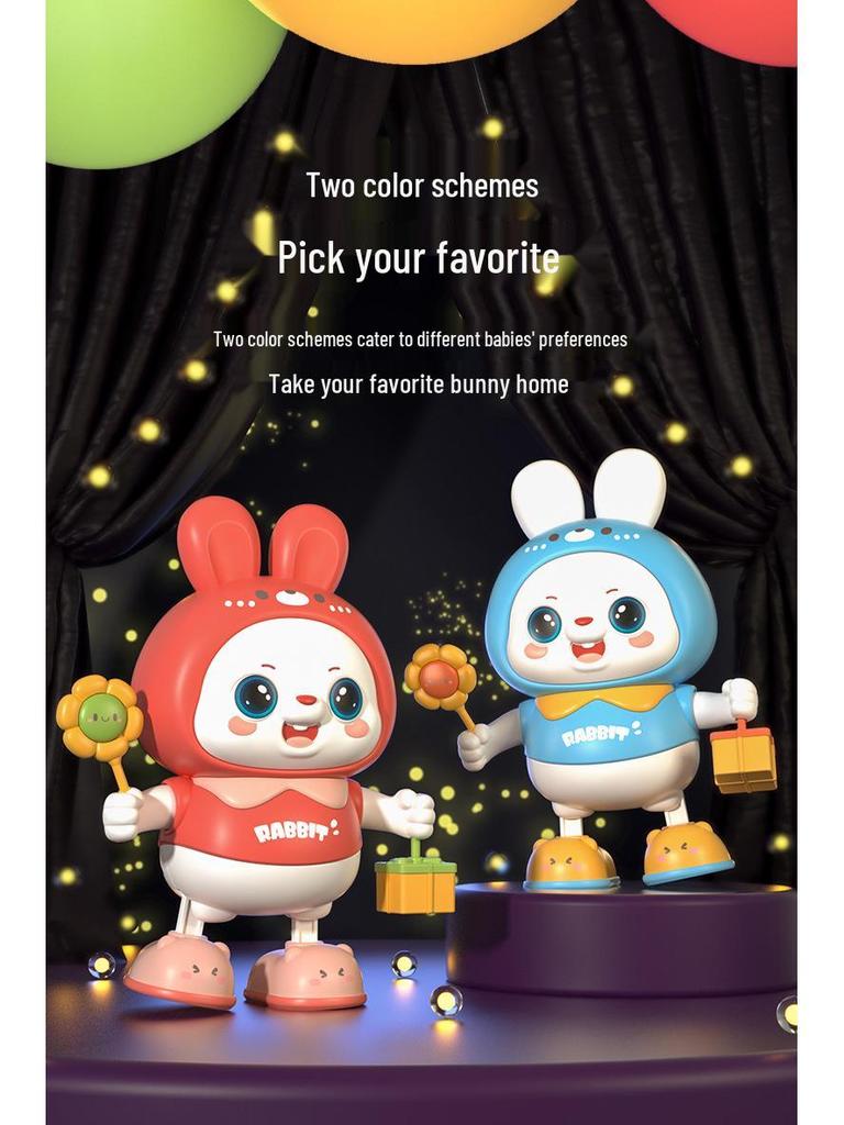 Электрическая танцующая игрушка-кролик для малышей: Побуждает к подъему, перекатыванию, ползанию со звуком и движением