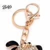 Puppy Shaped Key Ring Rhinestone Dog Keychain, Backpack Purse Bag Charm with Lobster Decorative Handbag Accessory Clasp, Golden Plated Keyring Pendant