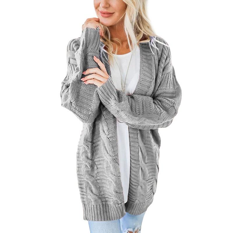Fashionable Casual Knitted Sweater With Loose Long Sleeve Women Cardigan