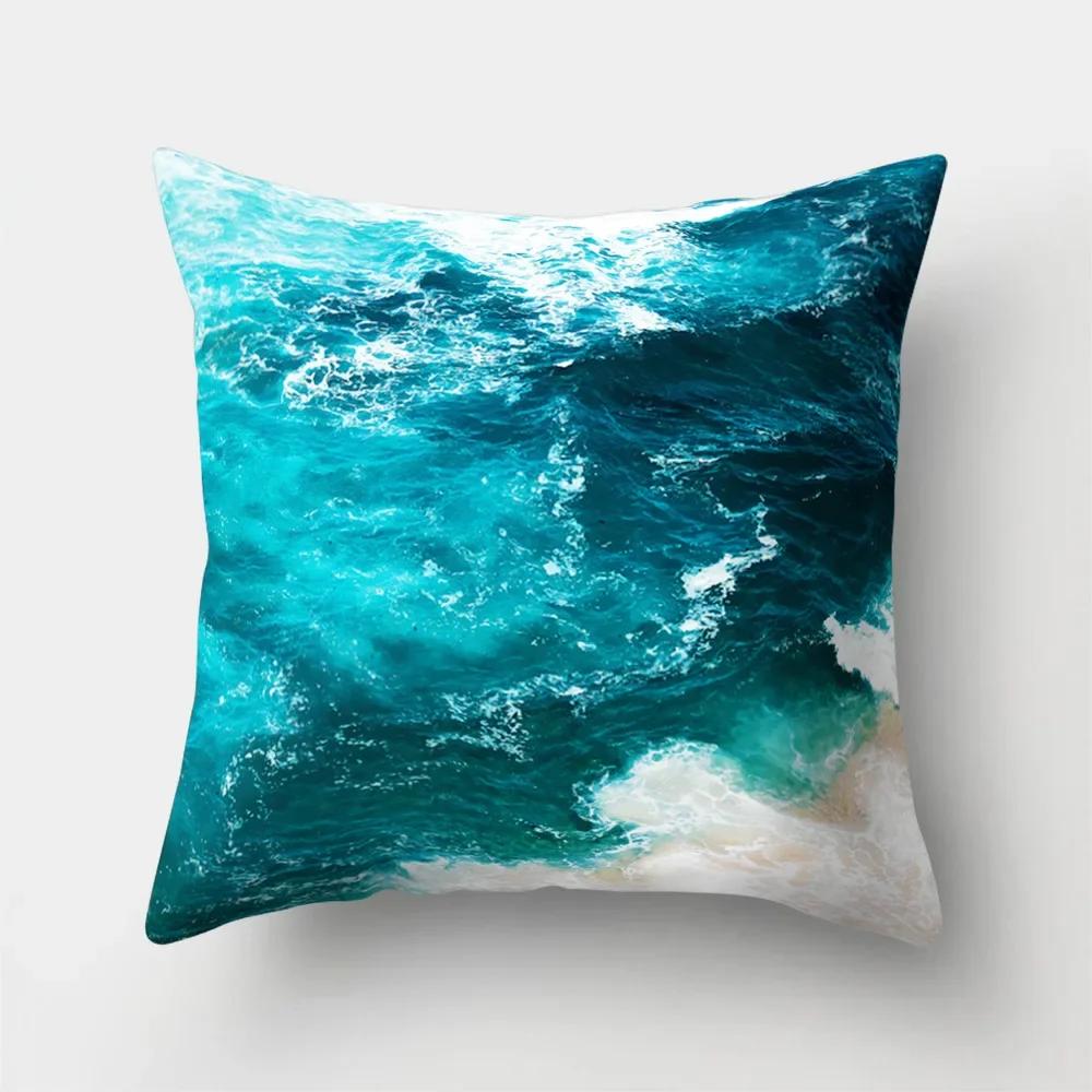 Sea Waves Beach Pillowcase Office Cushion Creative Home Car Sofa  Lumbar Cushion Cover Sea View Decor Pillow case 45x45cm