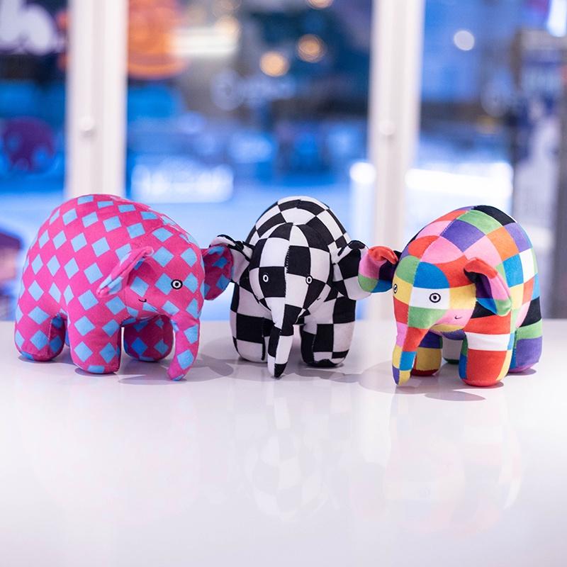 30CM Kawaii Anime Elmer The Elephant Figure Plush Doll Cute Cartoon Plaid Elephant Emma Plush Toy Kids Gift Christmas Gift