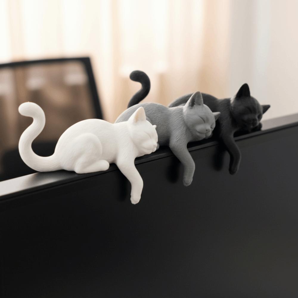 Cute Sleeping Cat Ornament 3D Printed Cat Statues Crafts Decorative Cat Statues Bedroom Decor