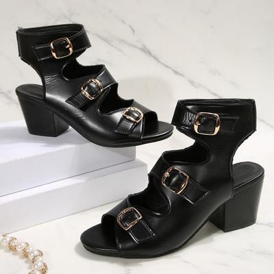 Мода 2025 Лето Новые стили модные женские босоножки на высоком каблуке Пряжка ремня Рыбий носок С открытым носком женская обувь высокая