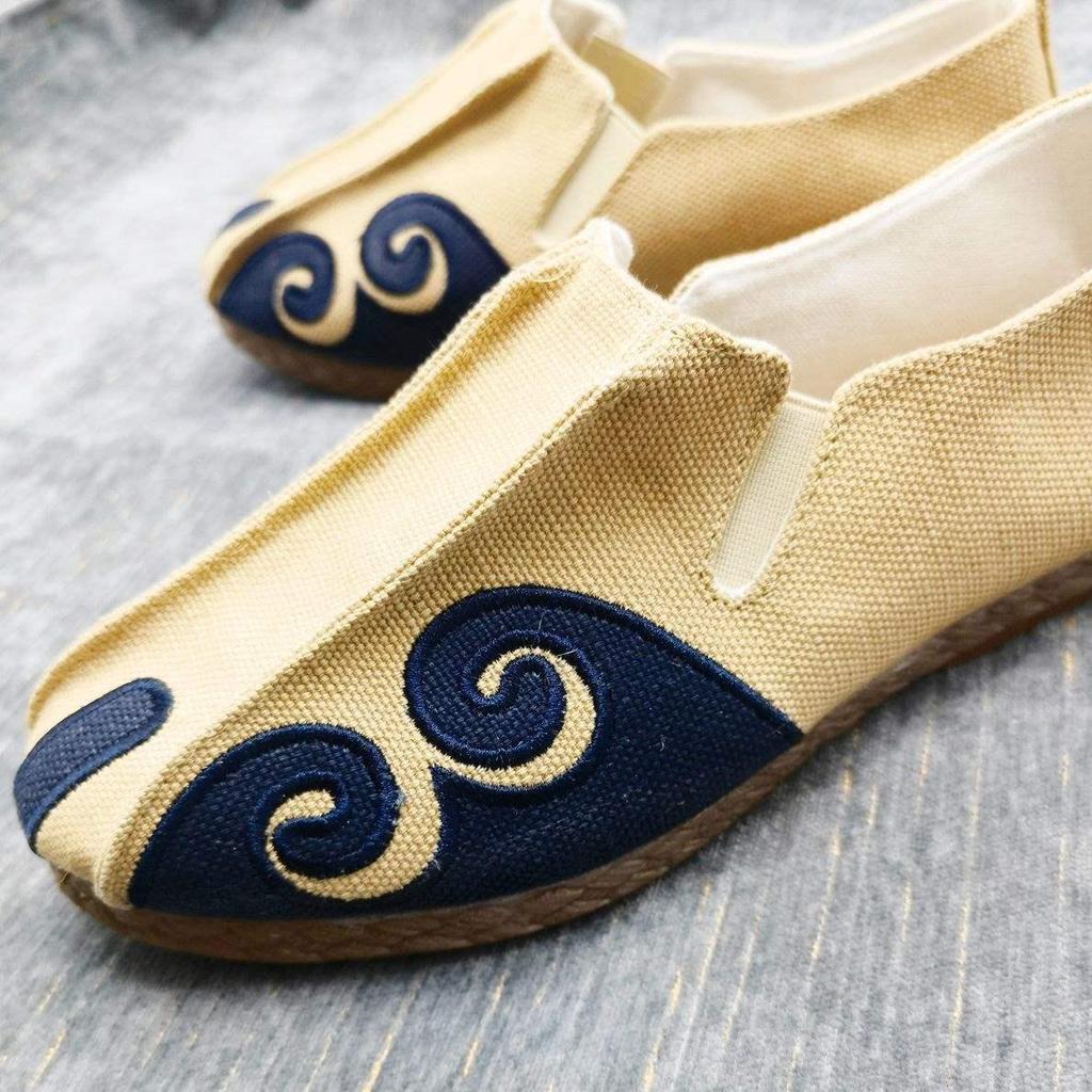 Мужские льняные туфли-монки Dali, лоферы на мягкой подошве, дизайн «Благоприятные облака», дышащие слипоны, китайский стиль.