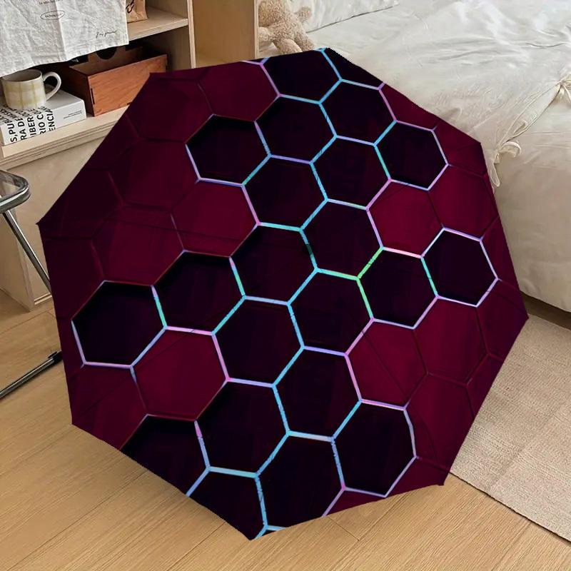 1pc Honeycomb Pattern Design Umbrella with Plastic Handle,Suitable for All Seasons Home Travel Outdoor UmbrellaDD322