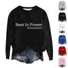 Women's Fashion Round Neck Pullover Top Long Sleeve Tee Printed Sweatshirt