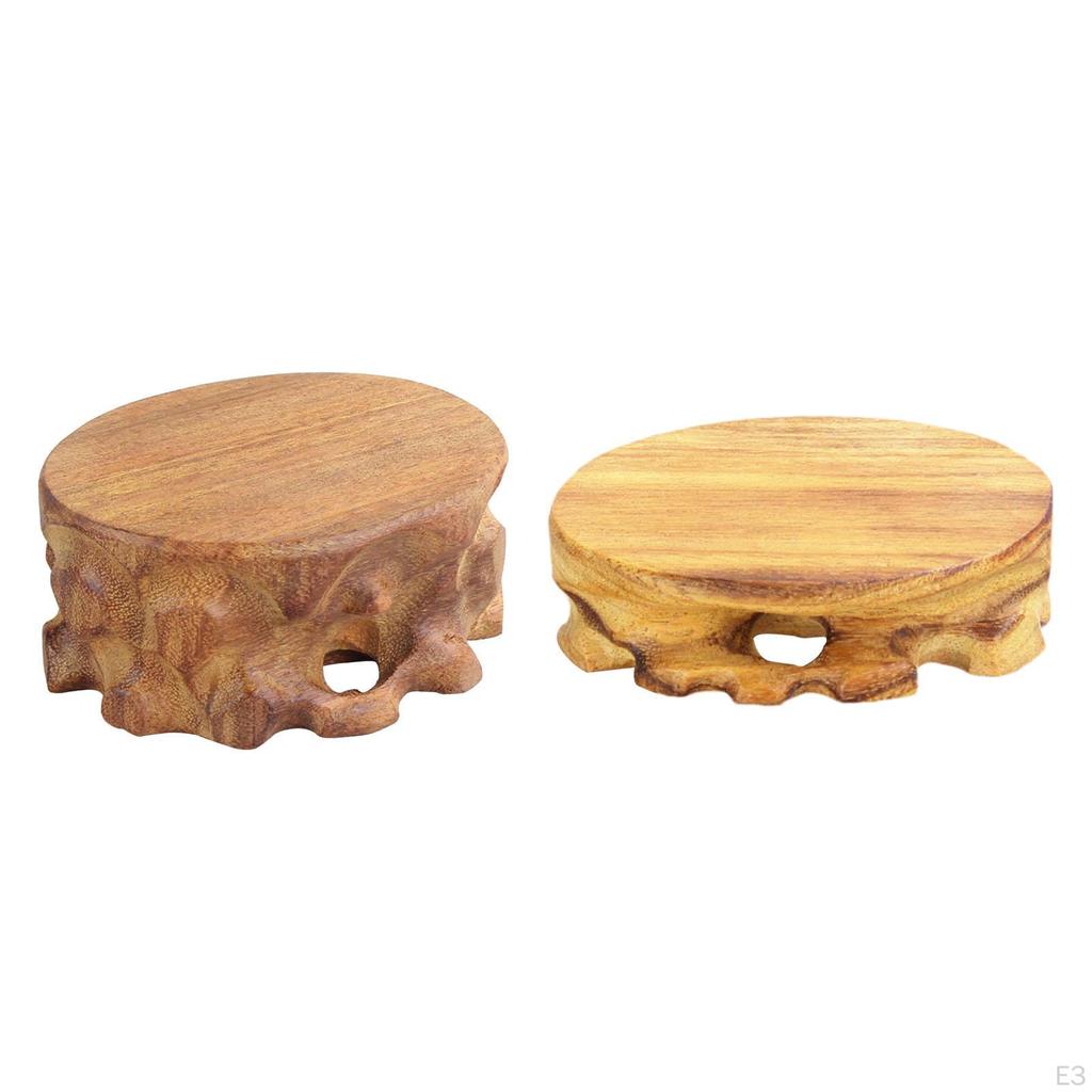 Base, Ornament Solid Wood Flower Pot Figurine Sculpture, Display Stand, Carved Vase Base