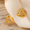 Серьги Retro Love Sticky Diamond, титановая сталь с покрытием PVD, 18-каратное настоящее золото, модные стильные серьги в форме сердца для женщин