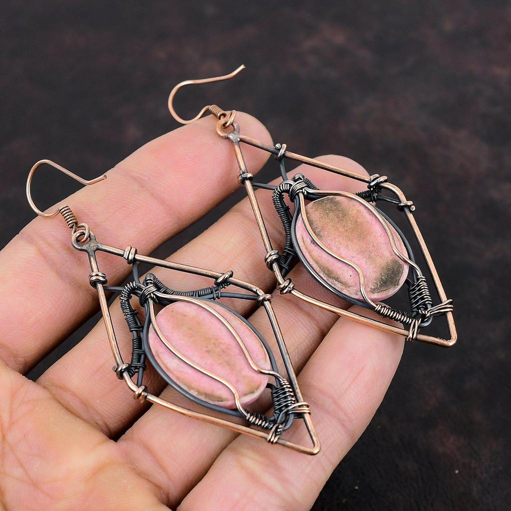 Серьги Тулит Серьги из медной проволоки Стильные серьги Удивительные медные украшения Серьги с настоящими драгоценными камнями Украшения ручной работы Подарки на свадьбу