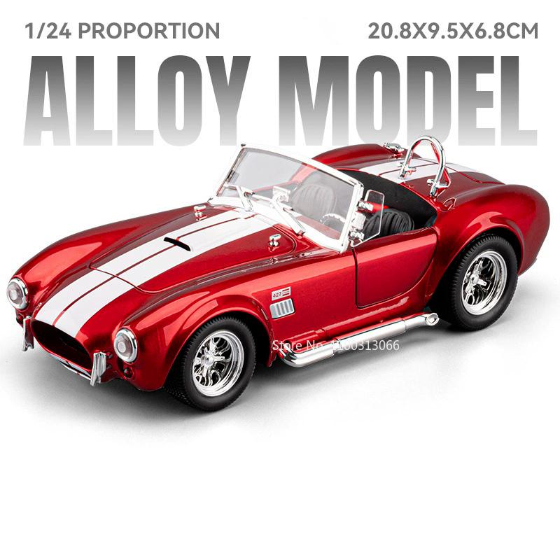 1:24 модели Shelby Cobra 427 GT500 Игрушечные машинки Колеса вращаются Винтажная машина Сплав Резиновые шины Миниатюрные транспортные средства Коллекция для детей Веселье