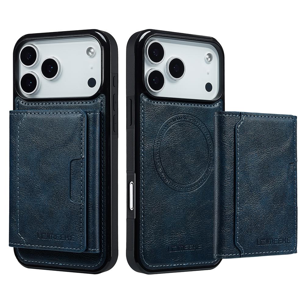 LC.IMEEKE L5 For iPhone 17 Pro Max Magnetic Phone Case Leather Back Cover with Detachable Card Holder