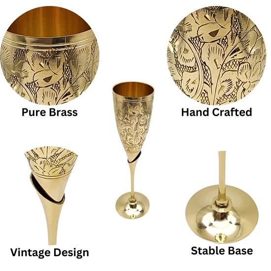 Набор из 2 латунных бокалов для вина, чашка для причастия, золотая чаша ручной работы, выгравированные флейты для шампанского, гравировка на заказ, свадебная церемония, бокал для вина