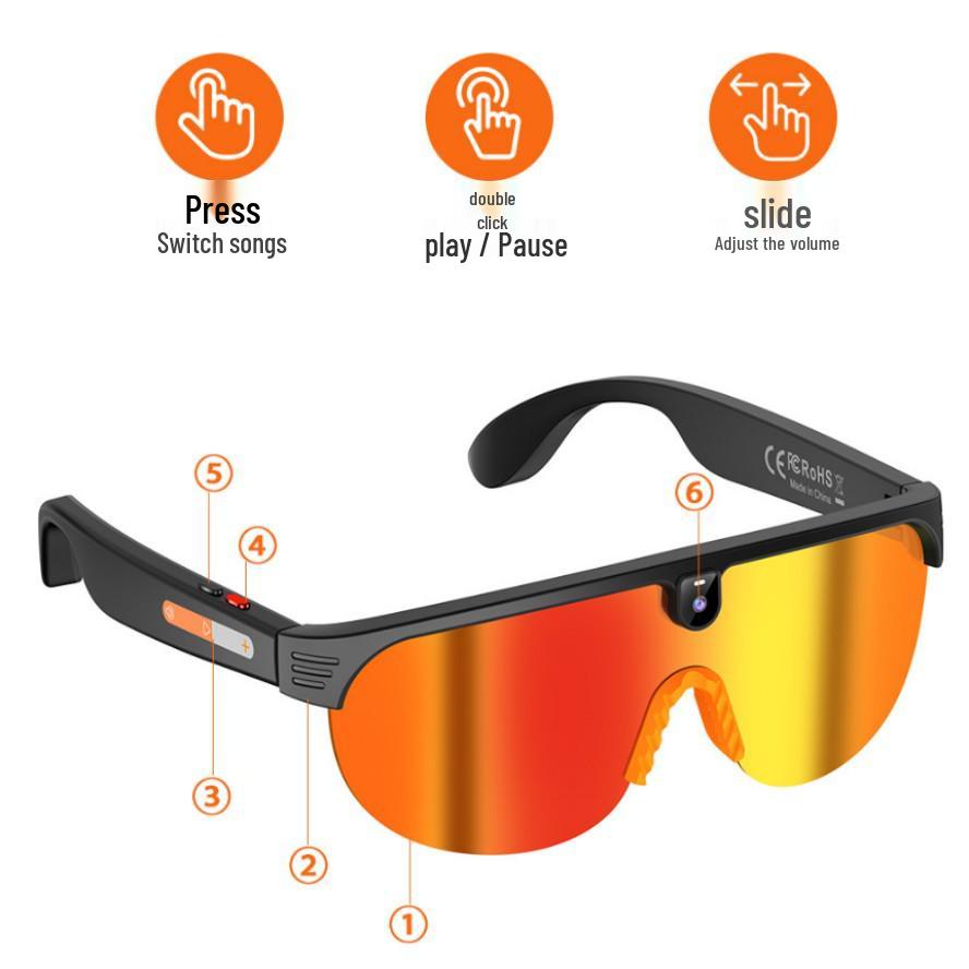 G5 Smart Bluetooth Cycling Glasses with AI Voice Assistant, Photo & Video Capture, Anti-Blue Light.