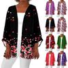 Women's Casual Fashion Printed Lightweight Medium Length Jacket Cardigan