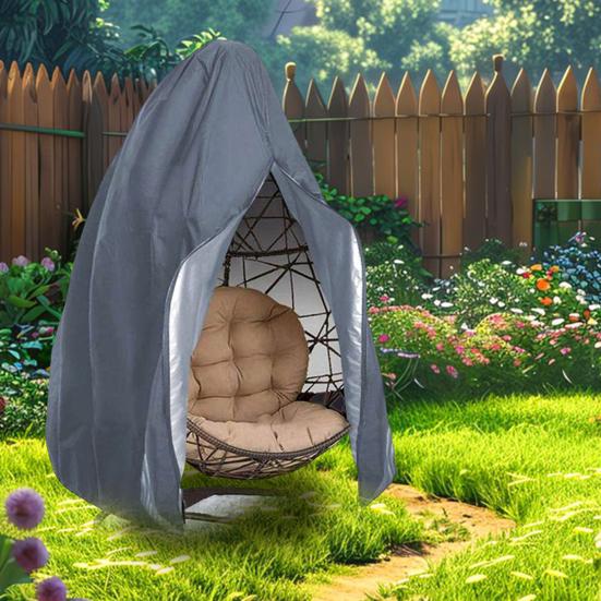 Чехол на кресло-яйцо для патио с застежкой-молнией, водонепроницаемый, устойчивый к УФ-излучению чехол на шнурке, устойчивый к атмосферным воздействиям, наружный плетеный чехол на кресло-качели в виде яйца